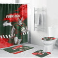 Personalised South Sydney Rabbitohs Rugby Bathroom Set Rabbits Mascot - Sporty Splash Art Style