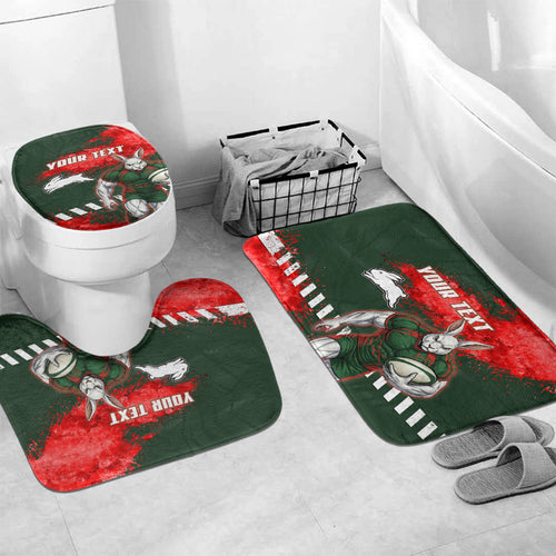 Personalised South Sydney Rabbitohs Rugby Bathroom Set Rabbits Mascot - Sporty Splash Art Style