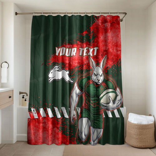 Personalised South Sydney Rabbitohs Rugby Bathroom Set Rabbits Mascot - Sporty Splash Art Style