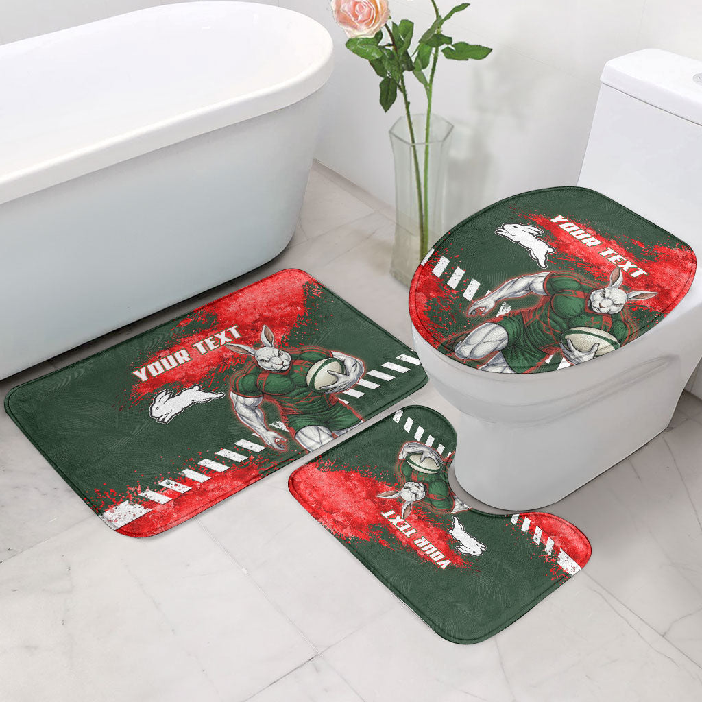 Personalised South Sydney Rabbitohs Rugby Bathroom Set Rabbits Mascot - Sporty Splash Art Style