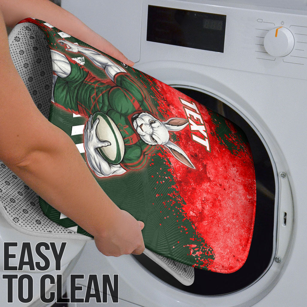 Personalised South Sydney Rabbitohs Rugby Bathroom Set Rabbits Mascot - Sporty Splash Art Style