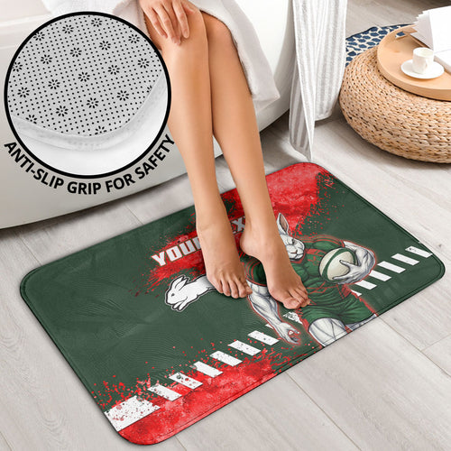Personalised South Sydney Rabbitohs Rugby Bathroom Set Rabbits Mascot - Sporty Splash Art Style