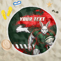 Personalised South Sydney Rabbitohs Rugby Beach Blanket Rabbits Mascot - Sporty Splash Art Style