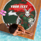 Personalised South Sydney Rabbitohs Rugby Beach Blanket Rabbits Mascot - Sporty Splash Art Style