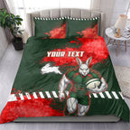 Personalised South Sydney Rabbitohs Rugby Bedding Set Rabbits Mascot - Sporty Splash Art Style