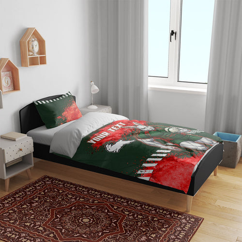 Personalised South Sydney Rabbitohs Rugby Bedding Set Rabbits Mascot - Sporty Splash Art Style