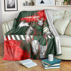 Personalised South Sydney Rabbitohs Rugby Blanket Rabbits Mascot - Sporty Splash Art Style