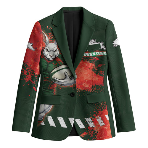 Personalised South Sydney Rabbitohs Rugby Blazer Rabbits Mascot - Sporty Splash Art Style