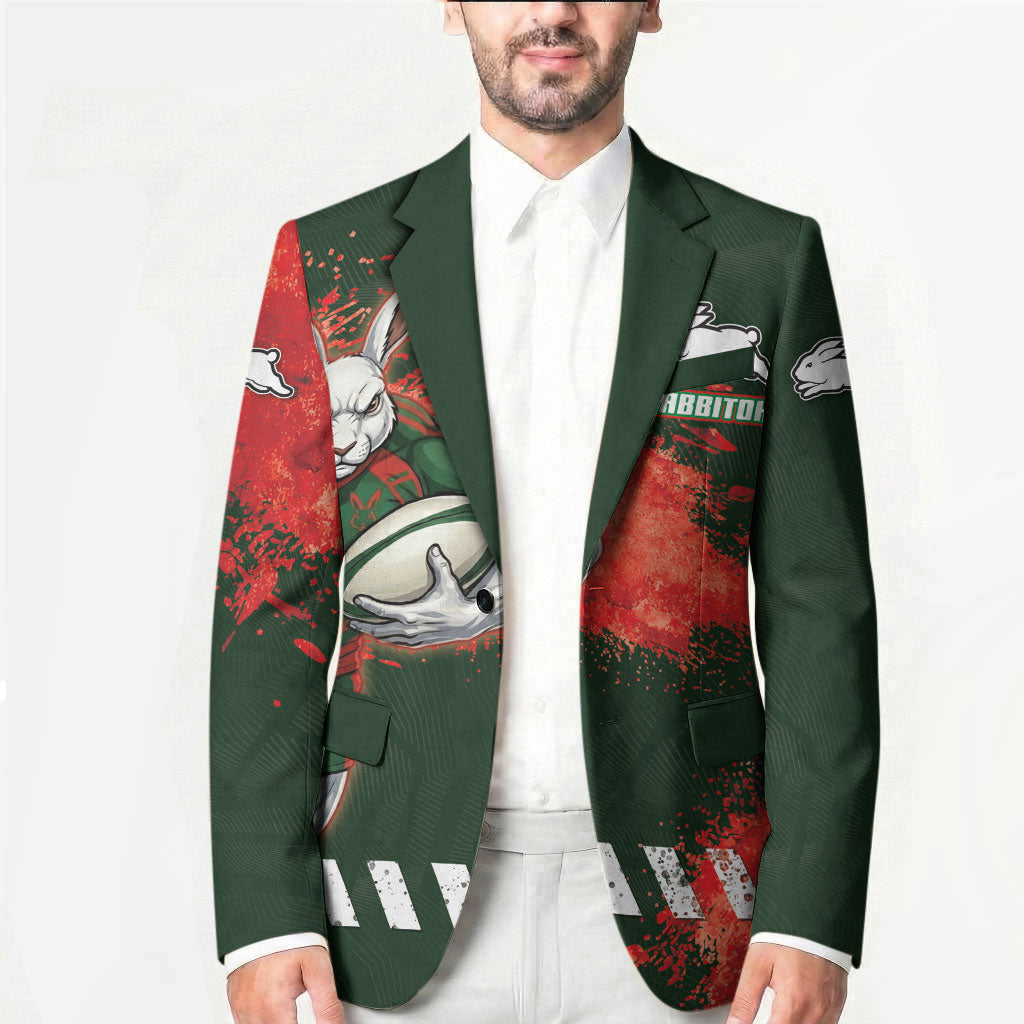 Personalised South Sydney Rabbitohs Rugby Blazer Rabbits Mascot - Sporty Splash Art Style
