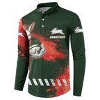 Personalised South Sydney Rabbitohs Rugby Button Sweatshirt Rabbits Mascot - Sporty Splash Art Style