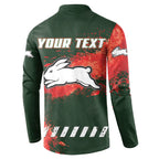 Personalised South Sydney Rabbitohs Rugby Button Sweatshirt Rabbits Mascot - Sporty Splash Art Style