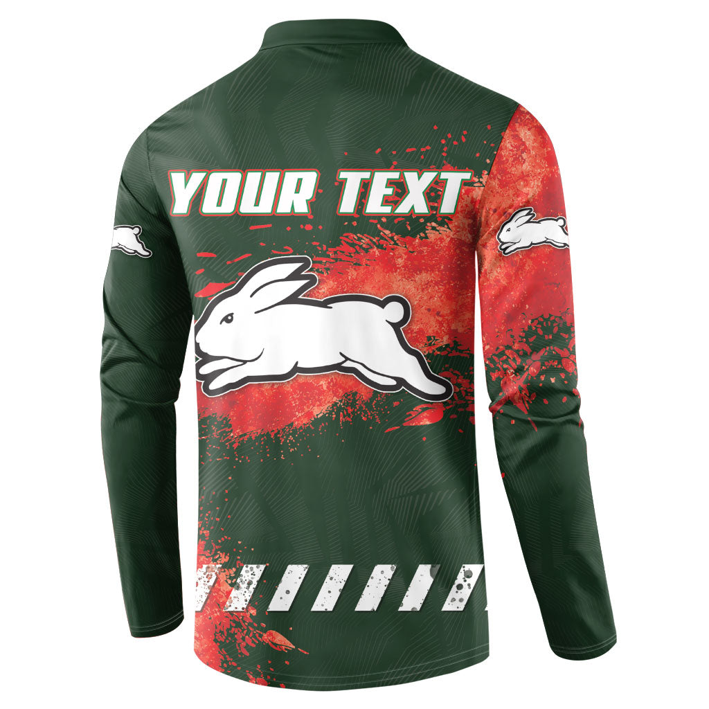 Personalised South Sydney Rabbitohs Rugby Button Sweatshirt Rabbits Mascot - Sporty Splash Art Style