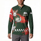 Personalised South Sydney Rabbitohs Rugby Button Sweatshirt Rabbits Mascot - Sporty Splash Art Style