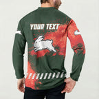 Personalised South Sydney Rabbitohs Rugby Button Sweatshirt Rabbits Mascot - Sporty Splash Art Style