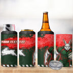 Personalised South Sydney Rabbitohs Rugby 4 in 1 Can Cooler Tumbler Rabbits Mascot - Sporty Splash Art Style