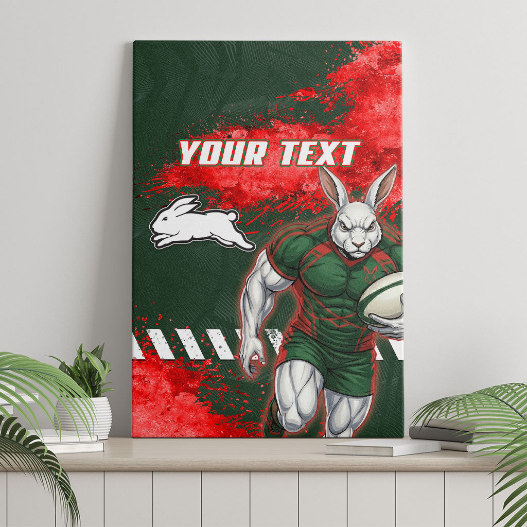 Personalised South Sydney Rabbitohs Rugby Canvas Wall Art Rabbits Mascot - Sporty Splash Art Style