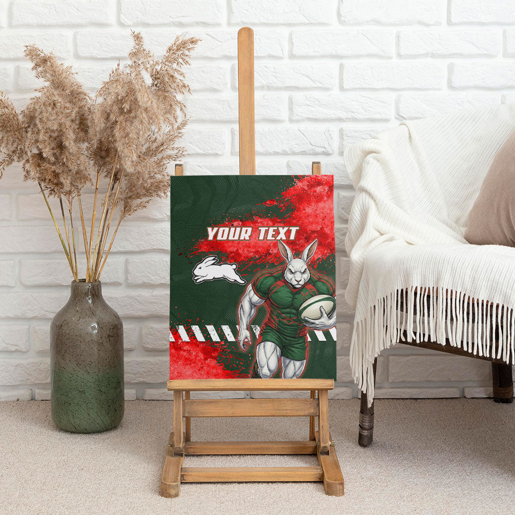 Personalised South Sydney Rabbitohs Rugby Canvas Wall Art Rabbits Mascot - Sporty Splash Art Style