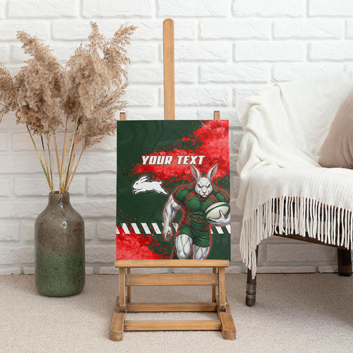 Personalised South Sydney Rabbitohs Rugby Canvas Wall Art Rabbits Mascot - Sporty Splash Art Style