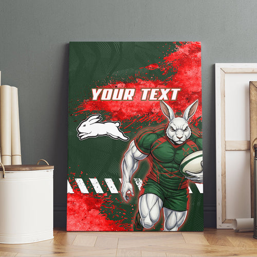 Personalised South Sydney Rabbitohs Rugby Canvas Wall Art Rabbits Mascot - Sporty Splash Art Style