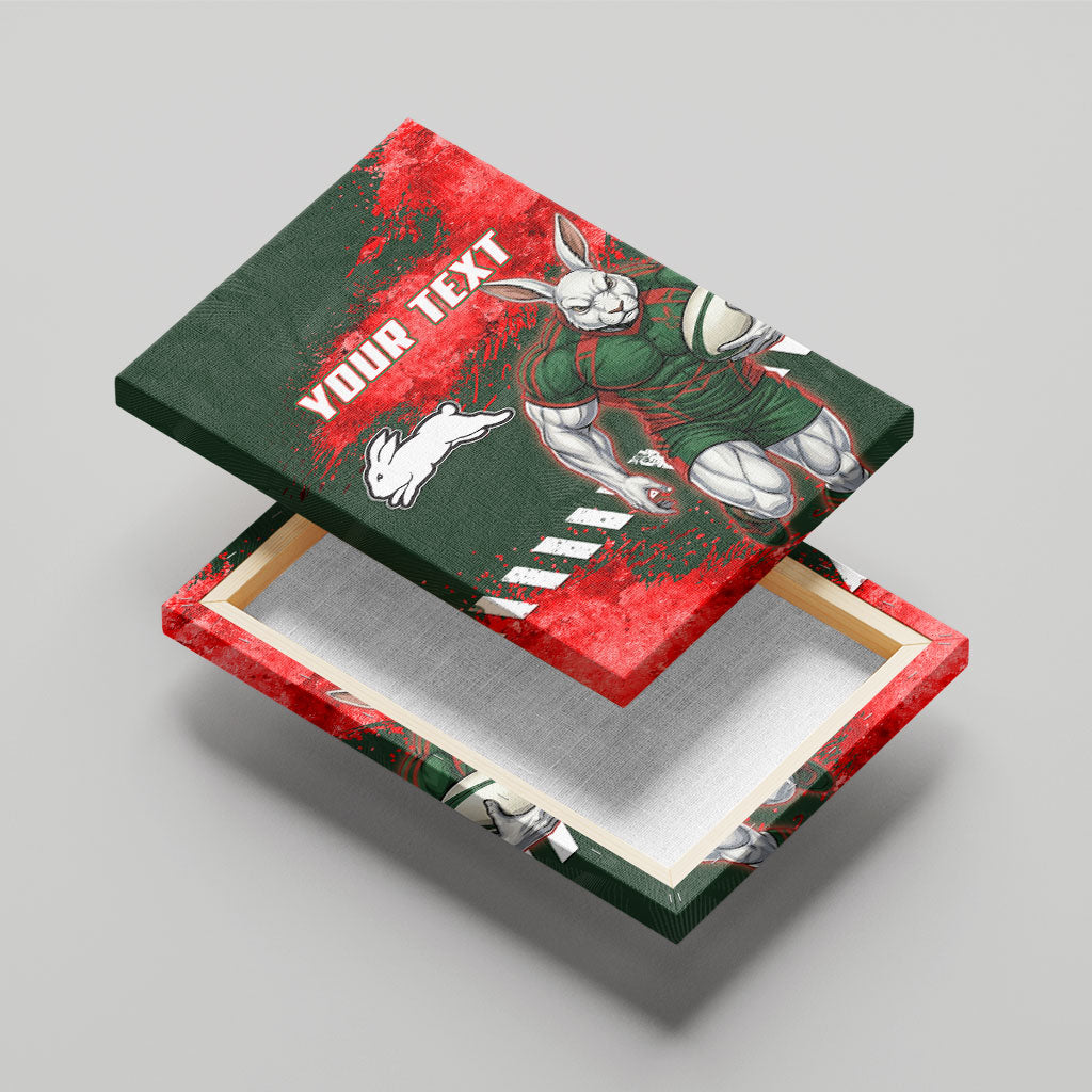 Personalised South Sydney Rabbitohs Rugby Canvas Wall Art Rabbits Mascot - Sporty Splash Art Style