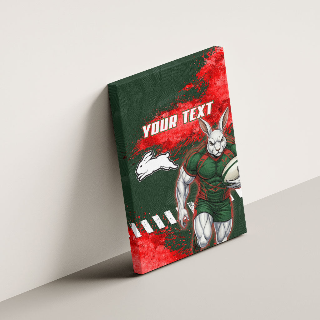 Personalised South Sydney Rabbitohs Rugby Canvas Wall Art Rabbits Mascot - Sporty Splash Art Style
