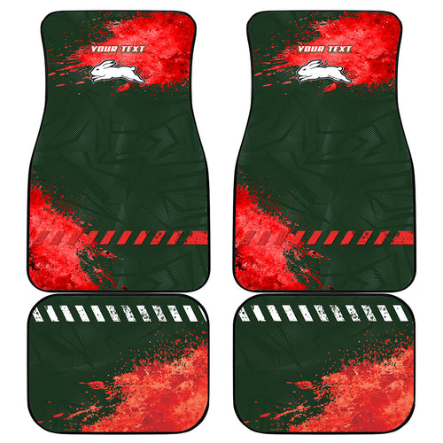 Personalised South Sydney Rabbitohs Rugby Car Mats Rabbits Mascot - Sporty Splash Art Style