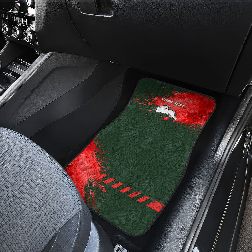 Personalised South Sydney Rabbitohs Rugby Car Mats Rabbits Mascot - Sporty Splash Art Style