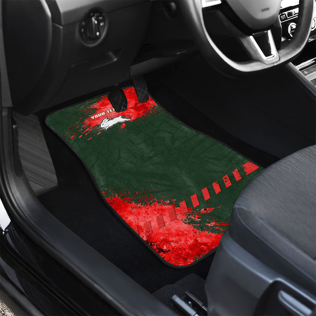 Personalised South Sydney Rabbitohs Rugby Car Mats Rabbits Mascot - Sporty Splash Art Style