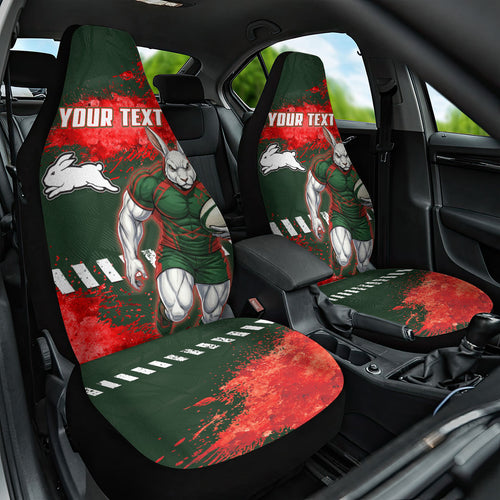 Personalised South Sydney Rabbitohs Rugby Car Seat Cover Rabbits Mascot - Sporty Splash Art Style