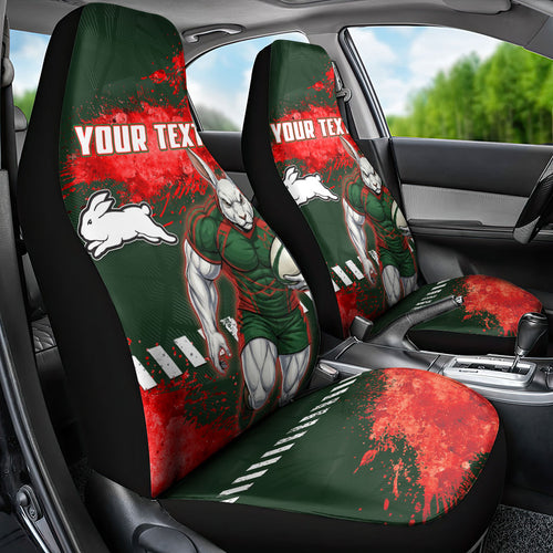 Personalised South Sydney Rabbitohs Rugby Car Seat Cover Rabbits Mascot - Sporty Splash Art Style