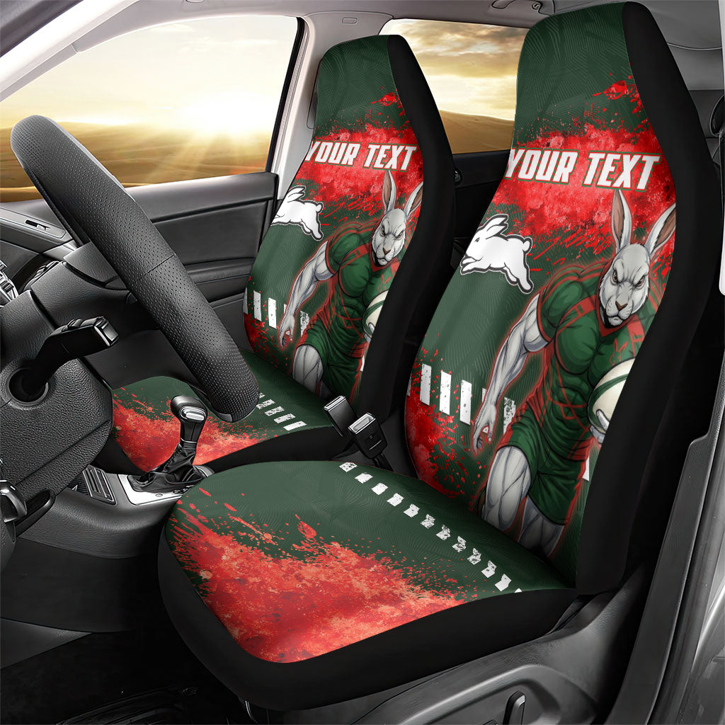 Personalised South Sydney Rabbitohs Rugby Car Seat Cover Rabbits Mascot - Sporty Splash Art Style