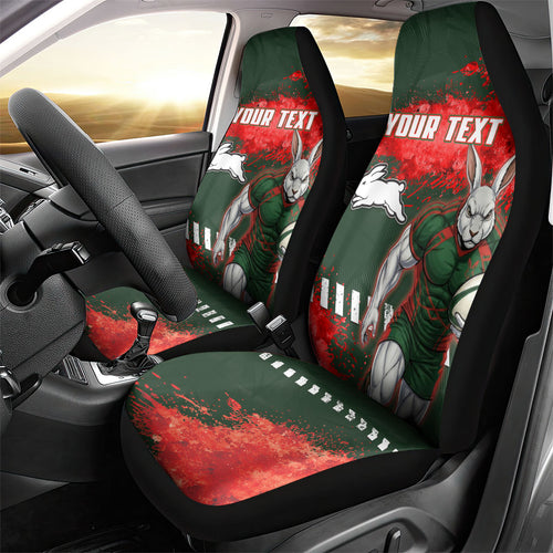 Personalised South Sydney Rabbitohs Rugby Car Seat Cover Rabbits Mascot - Sporty Splash Art Style