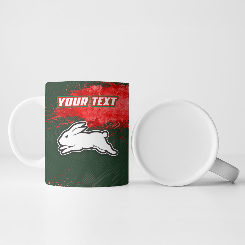 Personalised South Sydney Rabbitohs Rugby Ceramic Mug Rabbits Mascot - Sporty Splash Art Style