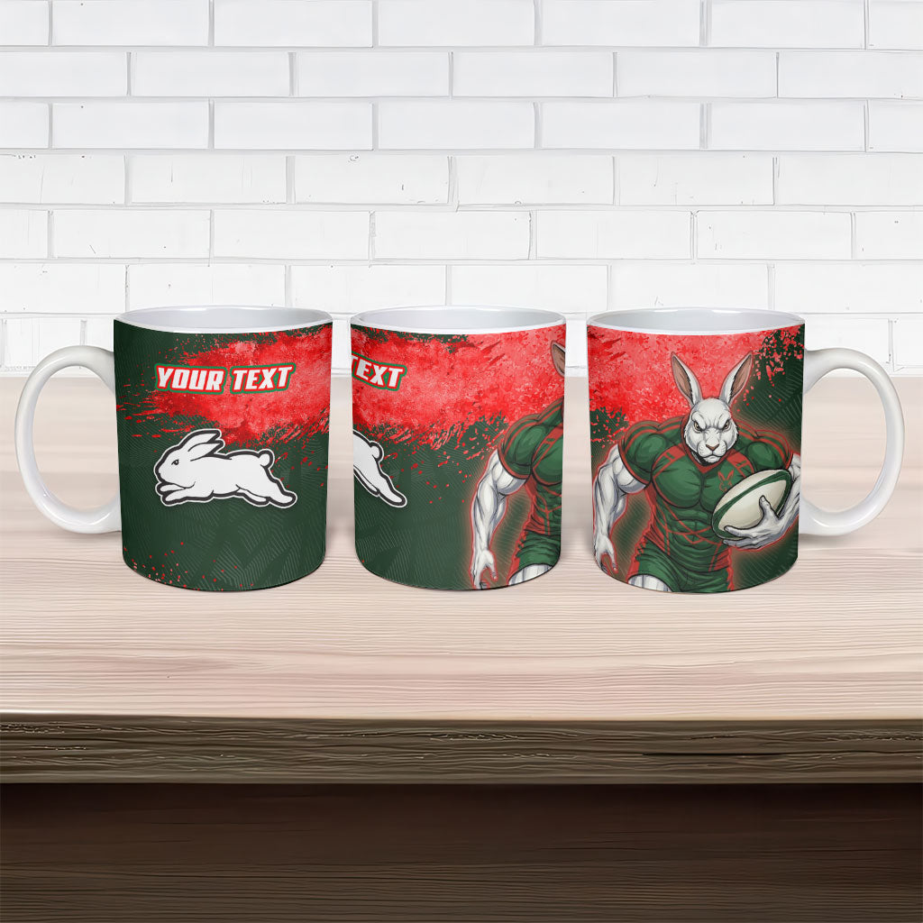 Personalised South Sydney Rabbitohs Rugby Ceramic Mug Rabbits Mascot - Sporty Splash Art Style