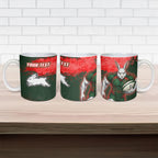 Personalised South Sydney Rabbitohs Rugby Ceramic Mug Rabbits Mascot - Sporty Splash Art Style