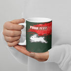 Personalised South Sydney Rabbitohs Rugby Ceramic Mug Rabbits Mascot - Sporty Splash Art Style