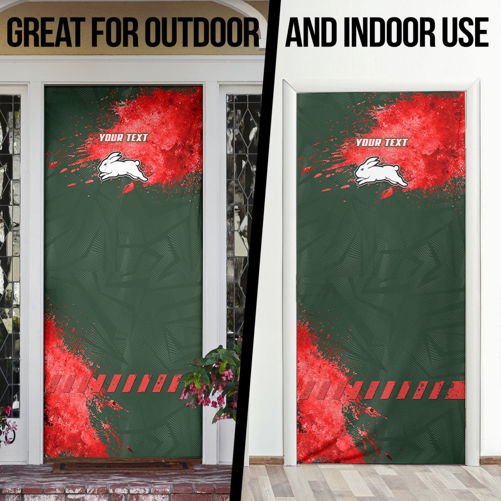 Personalised South Sydney Rabbitohs Rugby Door Cover Rabbits Mascot - Sporty Splash Art Style