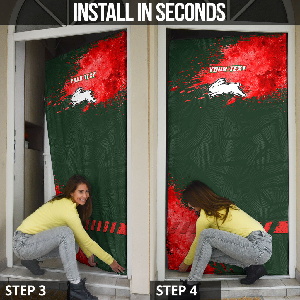 Personalised South Sydney Rabbitohs Rugby Door Cover Rabbits Mascot - Sporty Splash Art Style