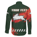 Personalised South Sydney Rabbitohs Rugby Family Matching Mermaid Dress and Hawaiian Shirt Rabbits Mascot - Sporty Splash Art Style