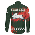 Personalised South Sydney Rabbitohs Rugby Family Matching Off Shoulder Maxi Dress and Hawaiian Shirt Rabbits Mascot - Sporty Splash Art Style