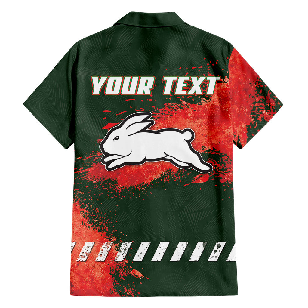 Personalised South Sydney Rabbitohs Rugby Family Matching Puletasi and Hawaiian Shirt Rabbits Mascot - Sporty Splash Art Style