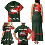 Personalised South Sydney Rabbitohs Rugby Family Matching Tank Maxi Dress and Hawaiian Shirt Rabbits Mascot - Sporty Splash Art Style