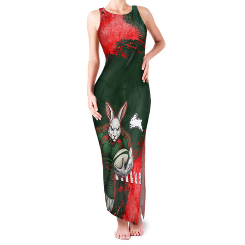 Personalised South Sydney Rabbitohs Rugby Family Matching Tank Maxi Dress and Hawaiian Shirt Rabbits Mascot - Sporty Splash Art Style