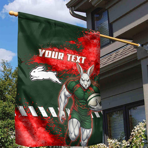 Personalised South Sydney Rabbitohs Rugby Garden Flag Rabbits Mascot - Sporty Splash Art Style
