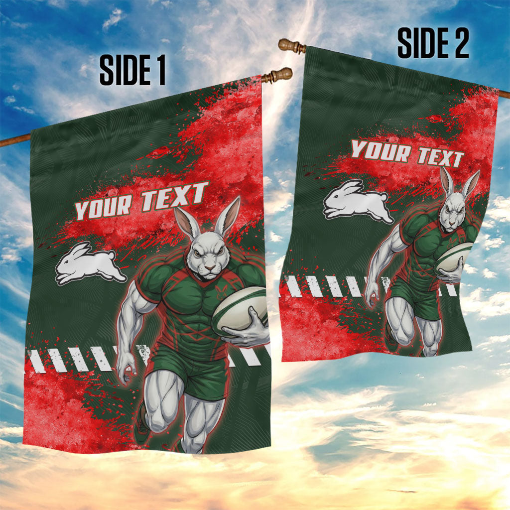 Personalised South Sydney Rabbitohs Rugby Garden Flag Rabbits Mascot - Sporty Splash Art Style