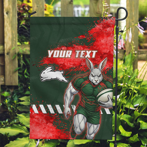 Personalised South Sydney Rabbitohs Rugby Garden Flag Rabbits Mascot - Sporty Splash Art Style