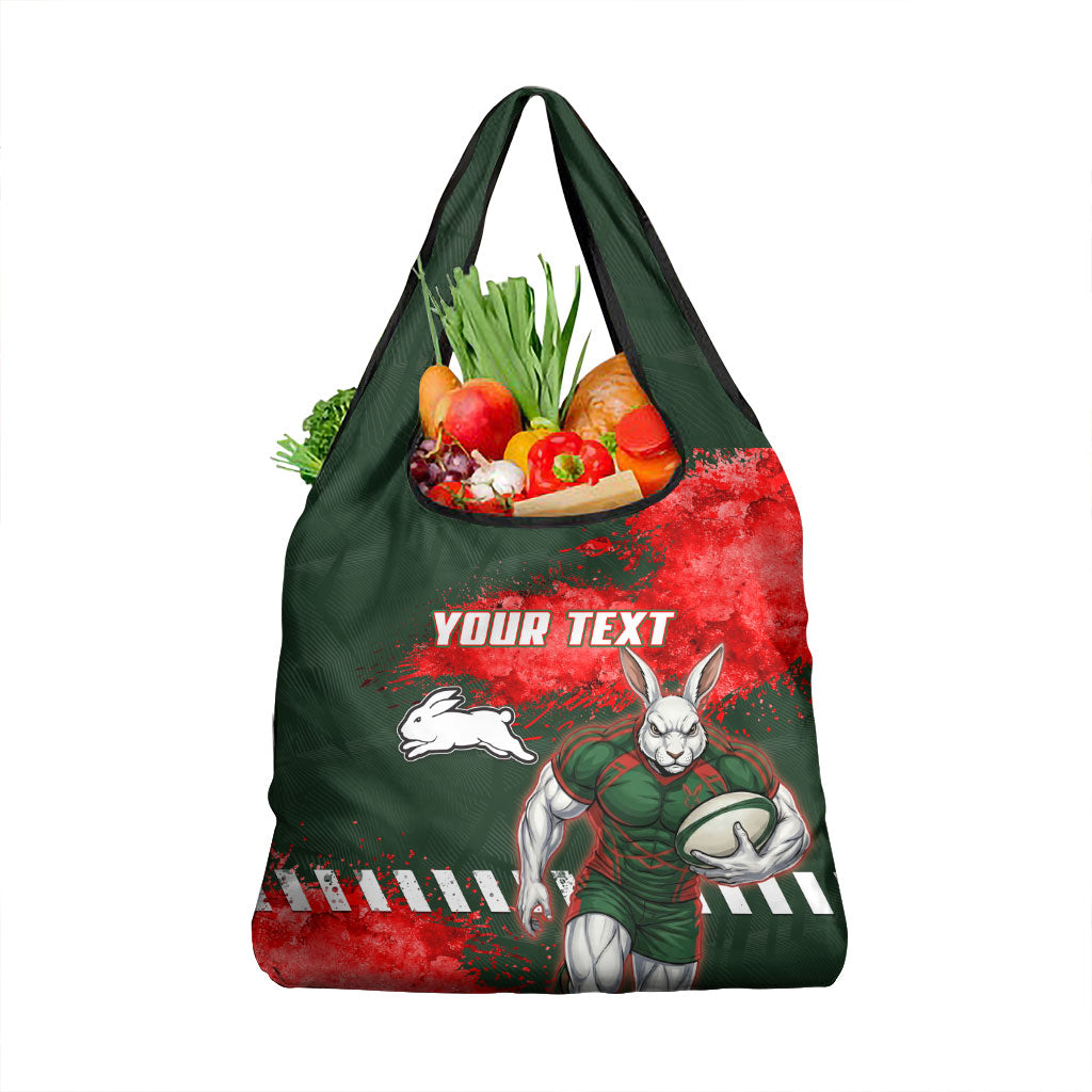 Personalised South Sydney Rabbitohs Rugby Grocery Bag Rabbits Mascot - Sporty Splash Art Style