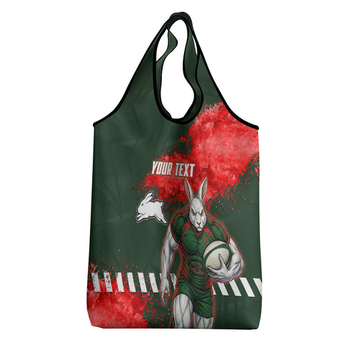 Personalised South Sydney Rabbitohs Rugby Grocery Bag Rabbits Mascot - Sporty Splash Art Style