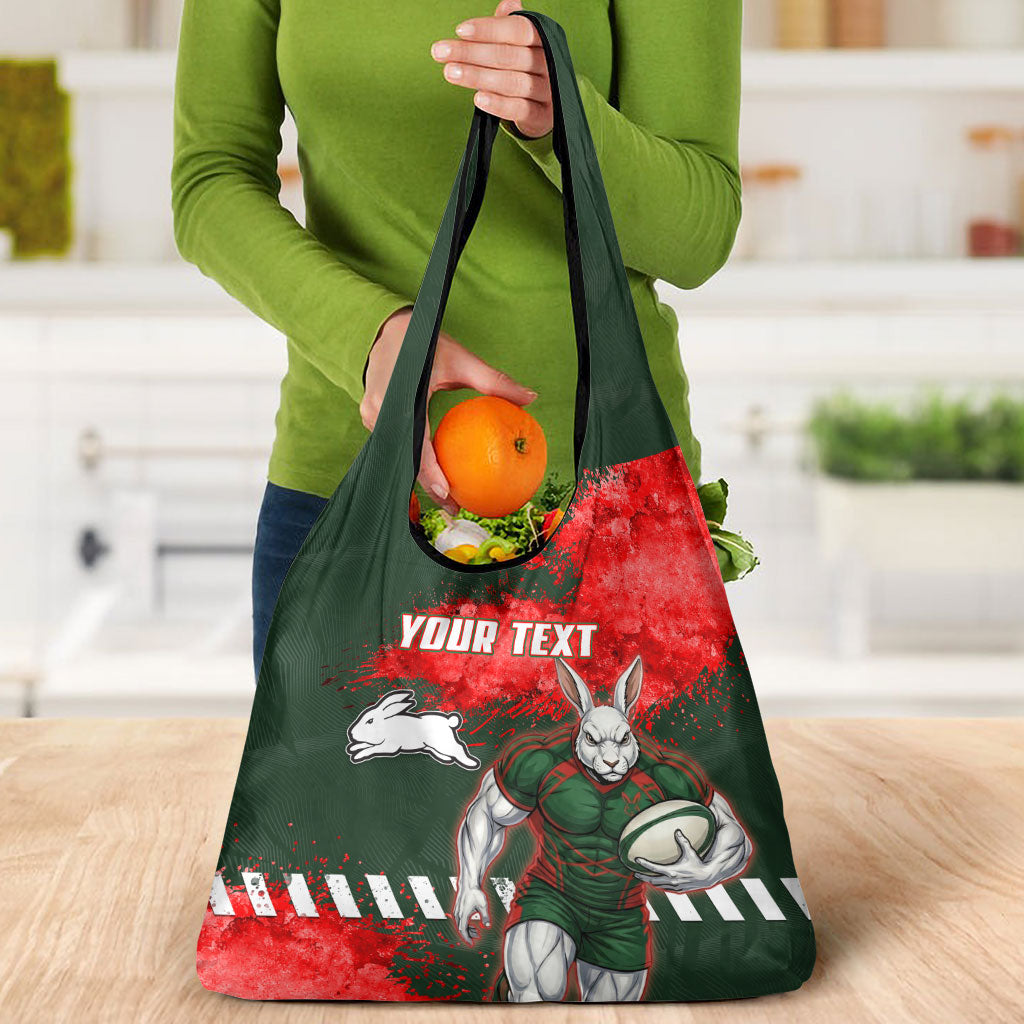 Personalised South Sydney Rabbitohs Rugby Grocery Bag Rabbits Mascot - Sporty Splash Art Style