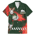 Personalised South Sydney Rabbitohs Rugby Hawaiian Shirt Rabbits Mascot - Sporty Splash Art Style
